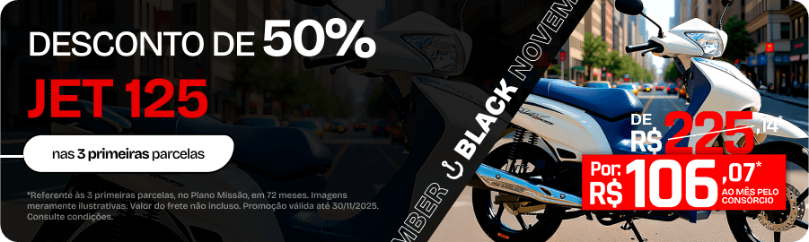 Promoção Black November Shineray Jet 125 com descontos de até 50% nas 3 primeiras parcelas